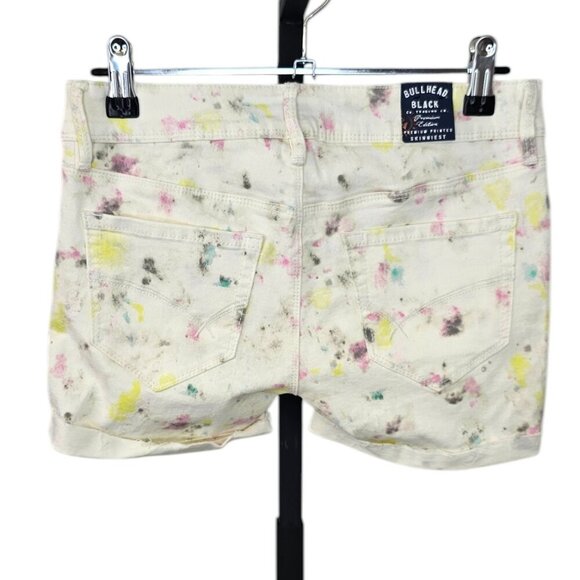 Bullhead Black Denim Paint Print Tie Dye Cutoff Shorts, Size 3 - Picture 7 of 8